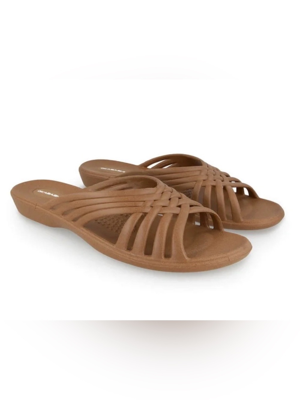 Okabashi Venice Toffee Brown Strappy Slide Sandals Size Large (9.5-10.5)